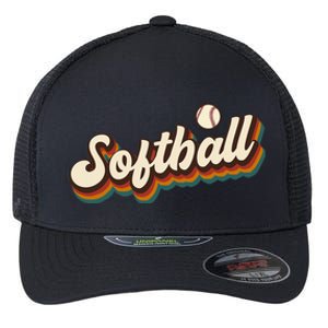 Retro Softball Graphic Softball Flexfit Unipanel Trucker Cap