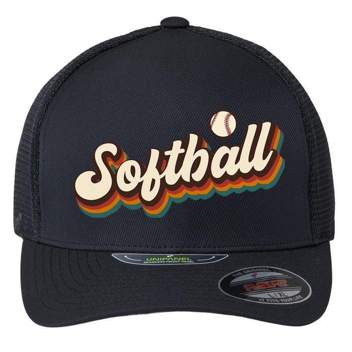 Retro Softball Graphic Softball Flexfit Unipanel Trucker Cap