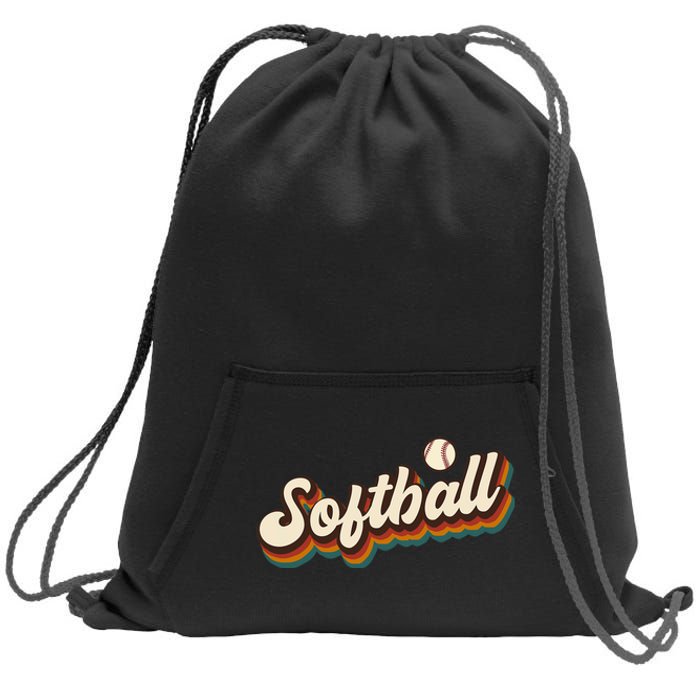 Retro Softball Graphic Softball Sweatshirt Cinch Pack Bag