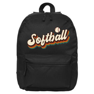 Retro Softball Graphic Softball 16 in Basic Backpack