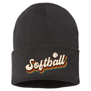 Retro Softball Graphic Softball Sustainable Knit Beanie