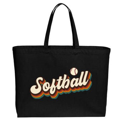 Retro Softball Graphic Softball Cotton Canvas Jumbo Tote