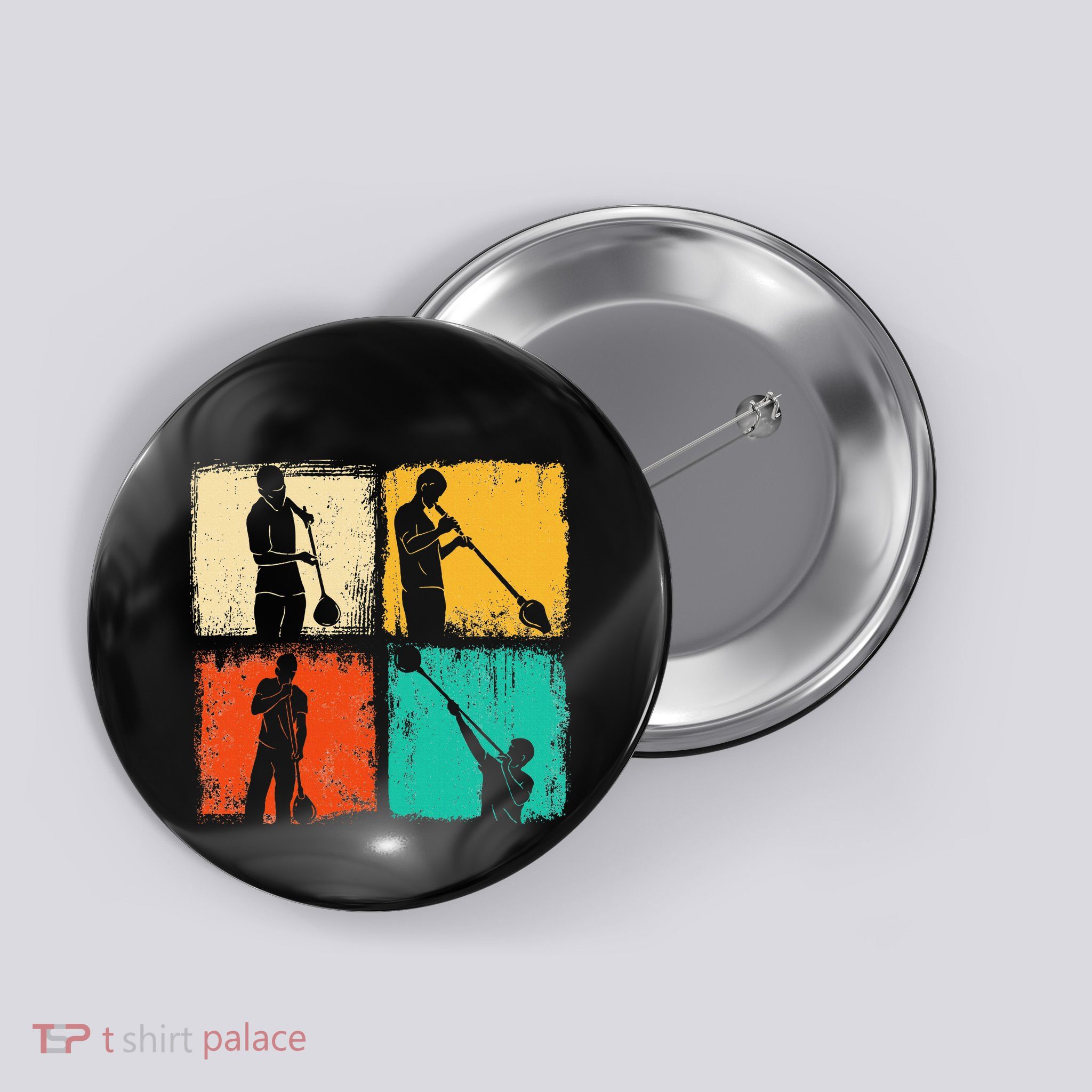 Retro Square Glassblower Glassblowing Hobbyist Button