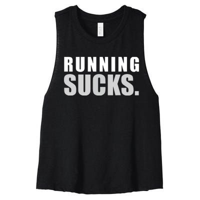 RUNNING SUCKS Girls Boy Men Women Funny Tee Women's Racerback Cropped Tank