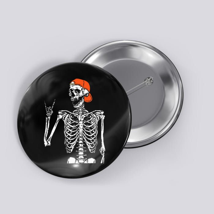 Rocker Skeleton Hand Rock On Costume Funny Halloween Gifts Button