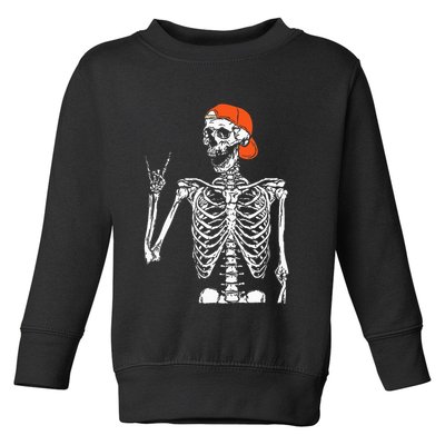 Rocker Skeleton Hand Rock On Costume Funny Halloween Gifts Toddler Sweatshirt