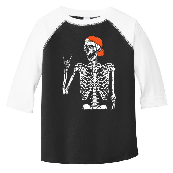 Rocker Skeleton Hand Rock On Costume Funny Halloween Gifts Toddler Fine Jersey T-Shirt