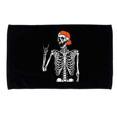 Rocker Skeleton Hand Rock On Costume Funny Halloween Gifts Microfiber Hand Towel