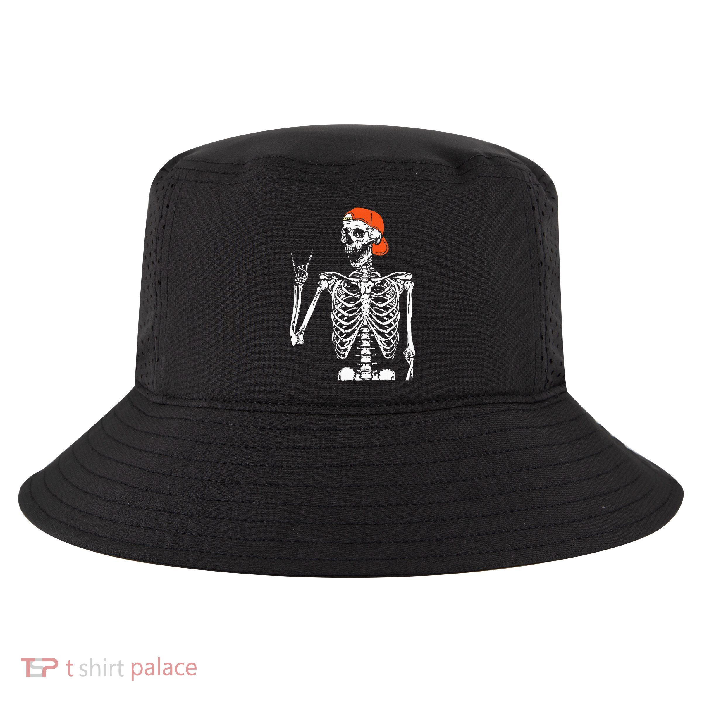 Rocker Skeleton Hand Rock On Costume Funny Halloween Gifts Cool Comfort Performance Bucket Hat