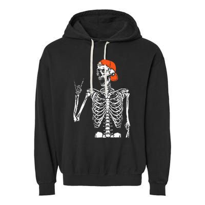 Rocker Skeleton Hand Rock On Costume Funny Halloween Gifts Garment-Dyed Fleece Hoodie