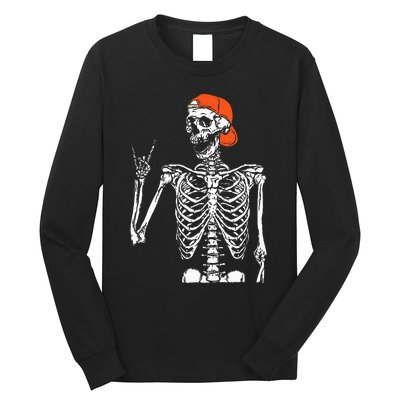 Rocker Skeleton Hand Rock On Costume Funny Halloween Gifts Long Sleeve Shirt