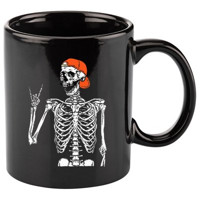 Rocker Skeleton Hand Rock On Costume Funny Halloween Gifts 11oz C Handle Ceramic Mug