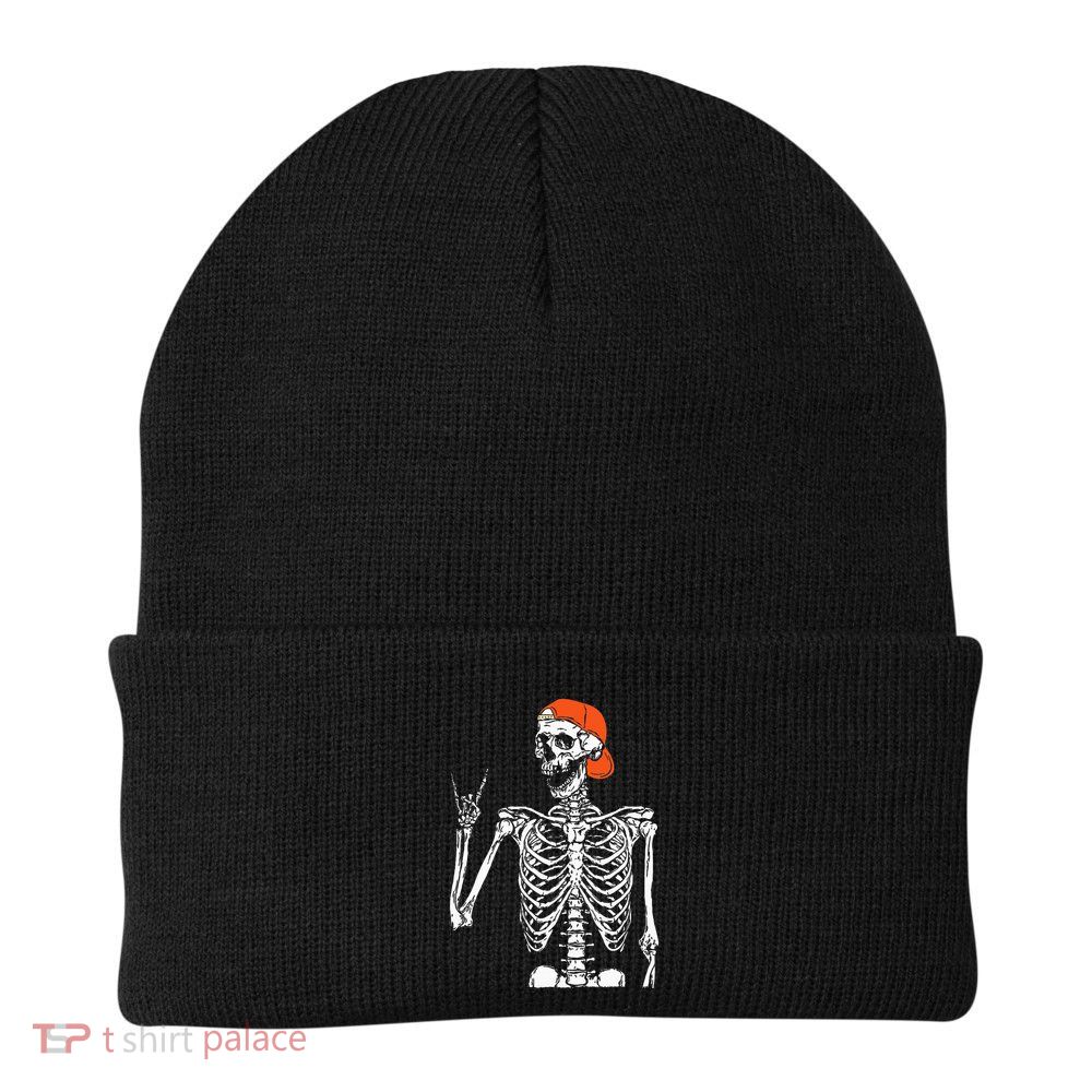 Rocker Skeleton Hand Rock On Costume Funny Halloween Gifts Beanie
