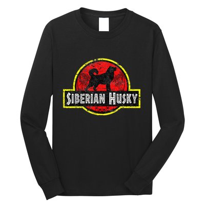 Retro Siberian Husky Dad Vintage Dog Father Pet Dog Papa Long Sleeve Shirt