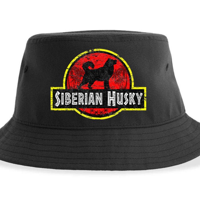 Retro Siberian Husky Dad Vintage Dog Father Pet Dog Papa Sustainable Bucket Hat