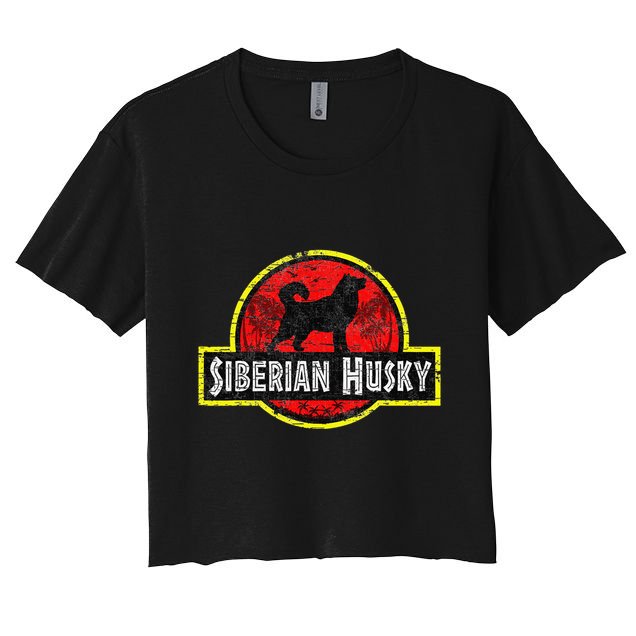 Retro Siberian Husky Dad Vintage Dog Father Pet Dog Papa Crop Top