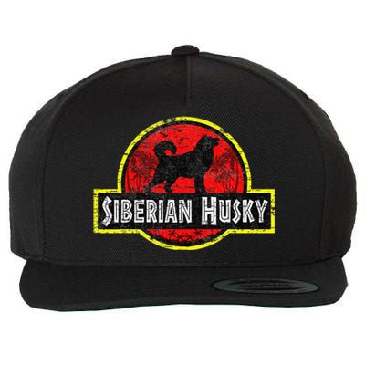 Retro Siberian Husky Dad Vintage Dog Father Pet Dog Papa Wool Snapback Cap