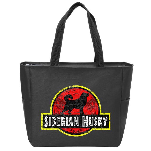 Retro Siberian Husky Dad Vintage Dog Father Pet Dog Papa Zip Tote Bag