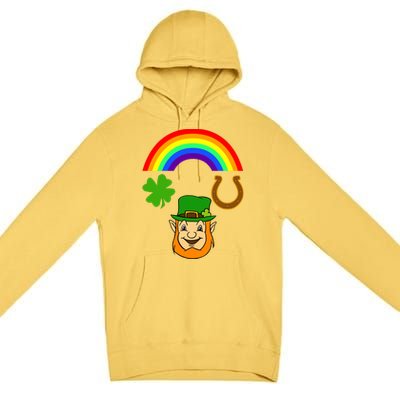 Rainbow Shamrock Horse Shoe Leprechaun St Patricks Gift Premium Pullover Hoodie