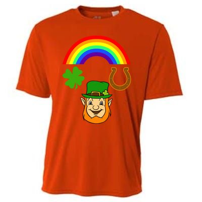 Rainbow Shamrock Horse Shoe Leprechaun St Patricks Gift Cooling Performance Crew T-Shirt