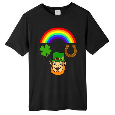 Rainbow Shamrock Horse Shoe Leprechaun St Patricks Gift Tall Fusion ChromaSoft Performance T-Shirt