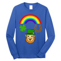 Rainbow Shamrock Horse Shoe Leprechaun St Patricks Gift Long Sleeve Shirt