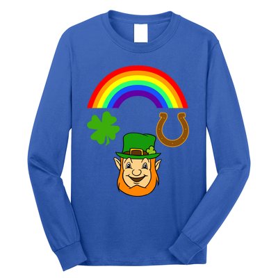 Rainbow Shamrock Horse Shoe Leprechaun St Patricks Gift Long Sleeve Shirt