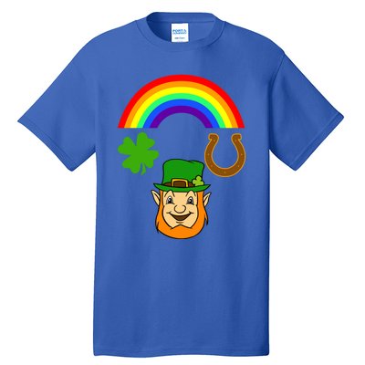 Rainbow Shamrock Horse Shoe Leprechaun St Patricks Gift Tall T-Shirt