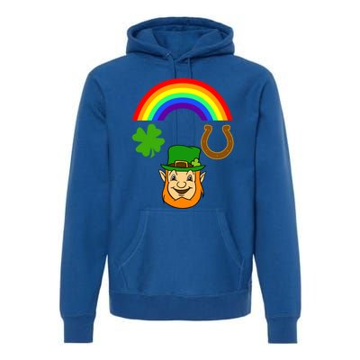 Rainbow Shamrock Horse Shoe Leprechaun St Patricks Gift Premium Hoodie