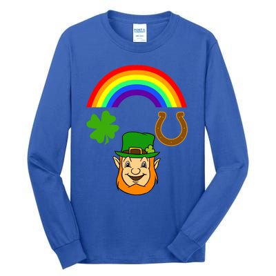 Rainbow Shamrock Horse Shoe Leprechaun St Patricks Gift Tall Long Sleeve T-Shirt