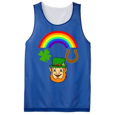 Rainbow Shamrock Horse Shoe Leprechaun St Patricks Gift Mesh Reversible Basketball Jersey Tank