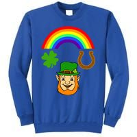 Rainbow Shamrock Horse Shoe Leprechaun St Patricks Gift Tall Sweatshirt