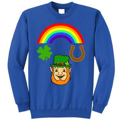 Rainbow Shamrock Horse Shoe Leprechaun St Patricks Gift Tall Sweatshirt