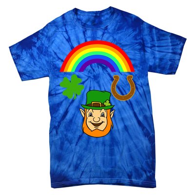 Rainbow Shamrock Horse Shoe Leprechaun St Patricks Gift Tie-Dye T-Shirt