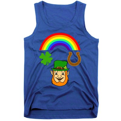 Rainbow Shamrock Horse Shoe Leprechaun St Patricks Gift Tank Top