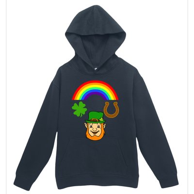 Rainbow Shamrock Horse Shoe Leprechaun St Patricks Gift Urban Pullover Hoodie