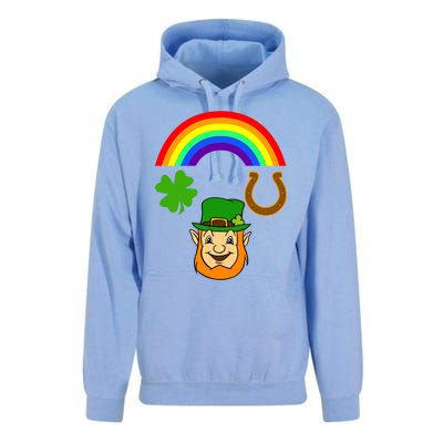 Rainbow Shamrock Horse Shoe Leprechaun St Patricks Gift Unisex Surf Hoodie