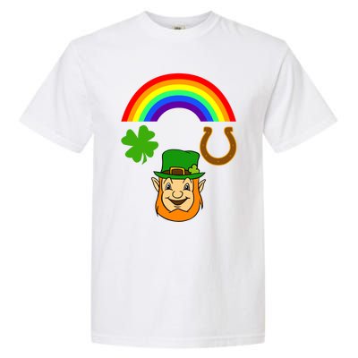 Rainbow Shamrock Horse Shoe Leprechaun St Patricks Gift Garment-Dyed Heavyweight T-Shirt