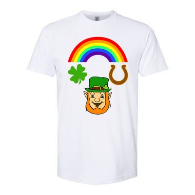 Rainbow Shamrock Horse Shoe Leprechaun St Patricks Gift Softstyle CVC T-Shirt