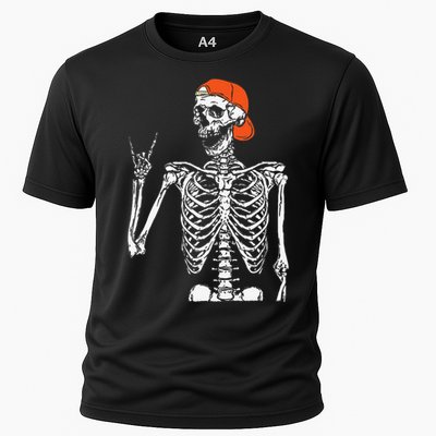 Rocker Skeleton Hand Rock On Costume Funny Halloween Gifts Cooling Performance Crew T-Shirt