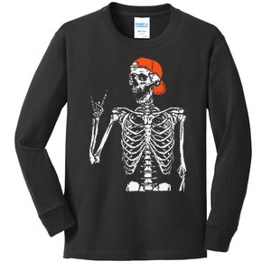 Rocker Skeleton Hand Rock On Costume Funny Halloween Gifts Kids Long Sleeve Shirt