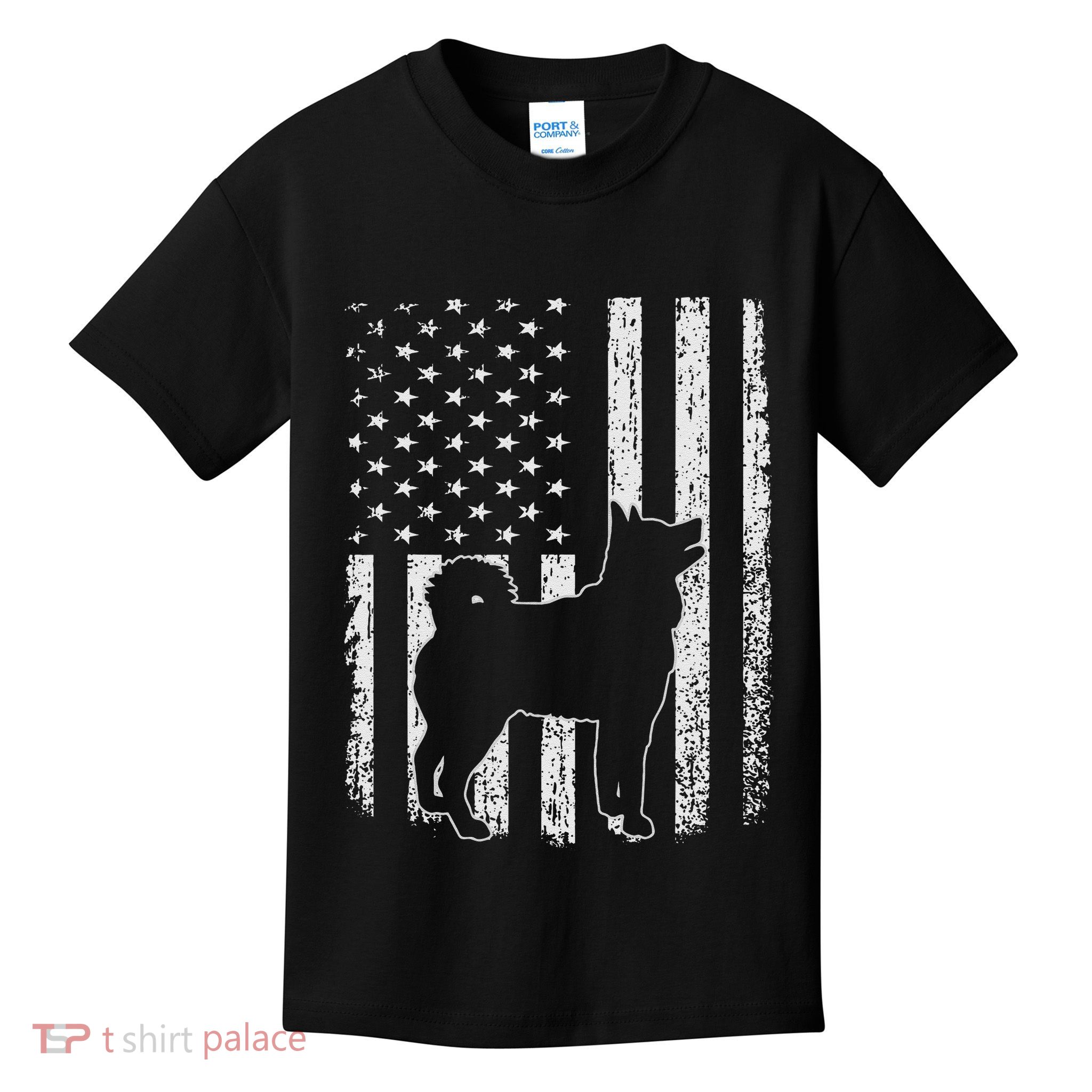 Retro Siberian Husky American Flag Dog Dad Dog Mom Kids T-Shirt