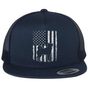 Retro Siberian Husky American Flag Dog Dad Dog Mom Flat Bill Trucker Hat