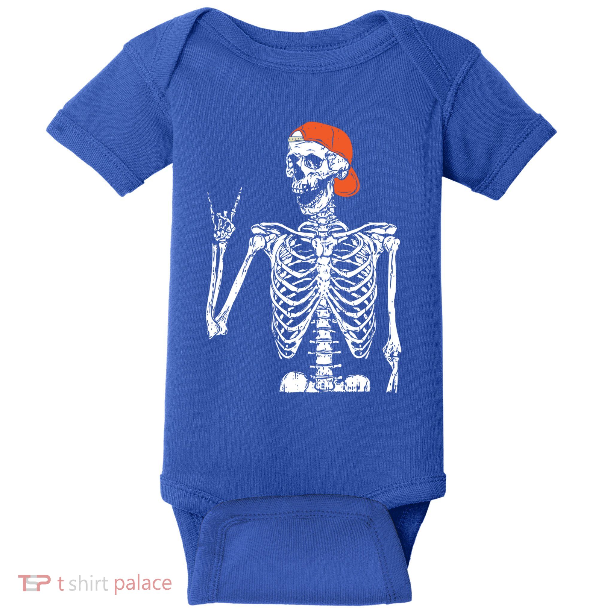 Rocker Skeleton Hand Rock On Costume Funny Halloween Funny Gift Cute Gift Baby Bodysuit