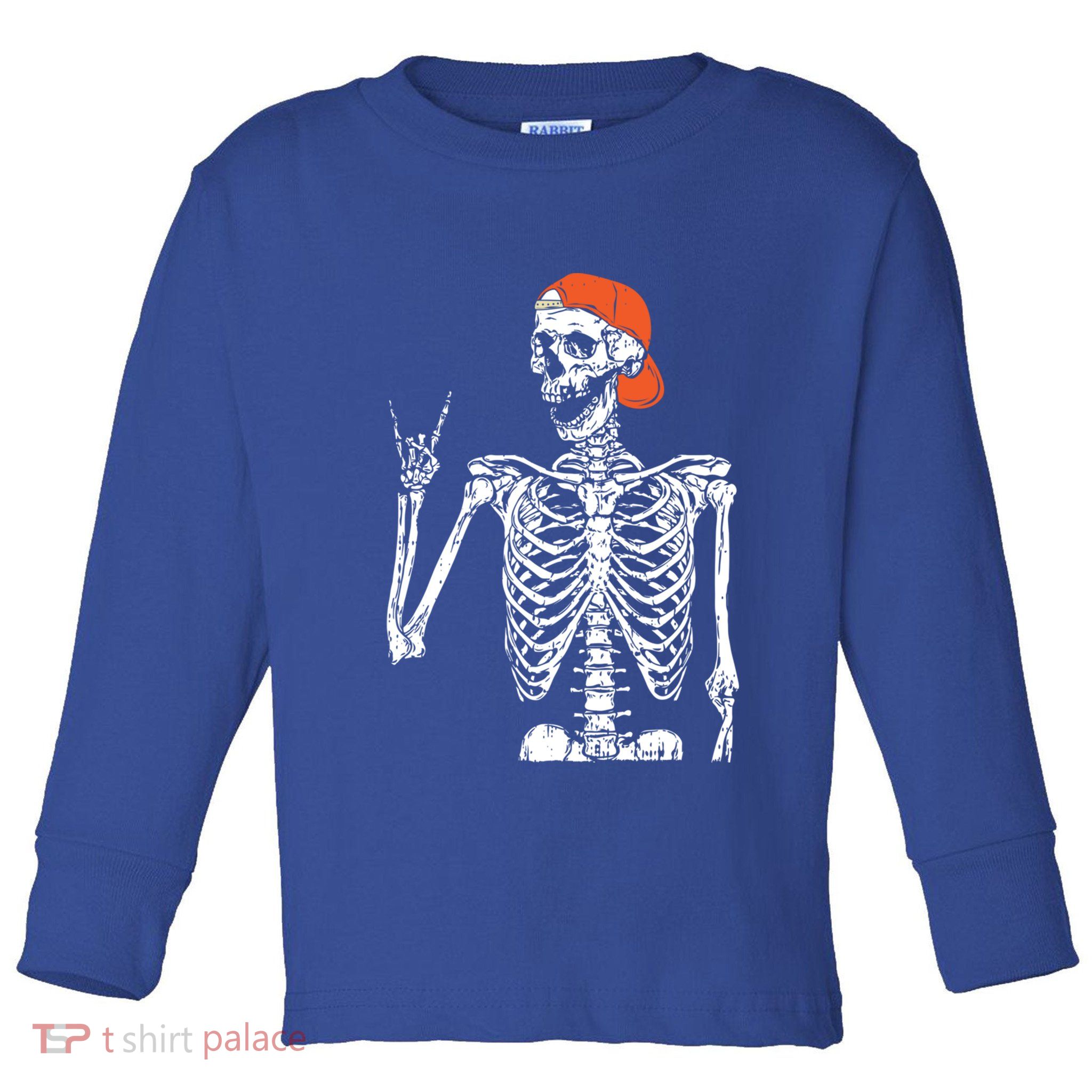 Rocker Skeleton Hand Rock On Costume Funny Halloween Funny Gift Cute Gift Toddler Long Sleeve Shirt