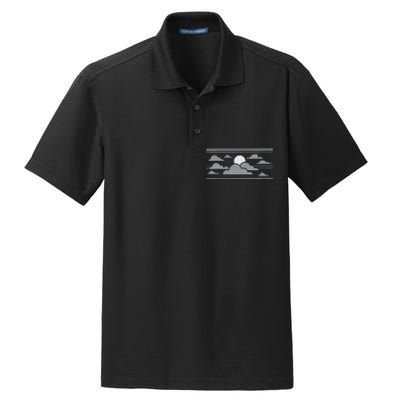 Retro Stormy Halloween Moon Dry Zone Grid Polo