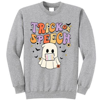 Retro SLP Halloween Cute Ghost Trick Or Speech Spooky Season  Tall Sweatshirt