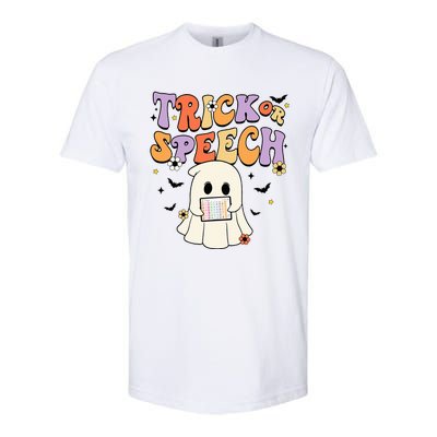 Retro SLP Halloween Cute Ghost Trick Or Speech Spooky Season  Softstyle® CVC T-Shirt