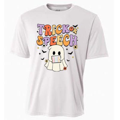 Retro SLP Halloween Cute Ghost Trick Or Speech Spooky Season  Cooling Performance Crew T-Shirt