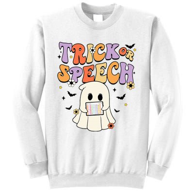 Retro SLP Halloween Cute Ghost Trick Or Speech Spooky Season  Sweatshirt